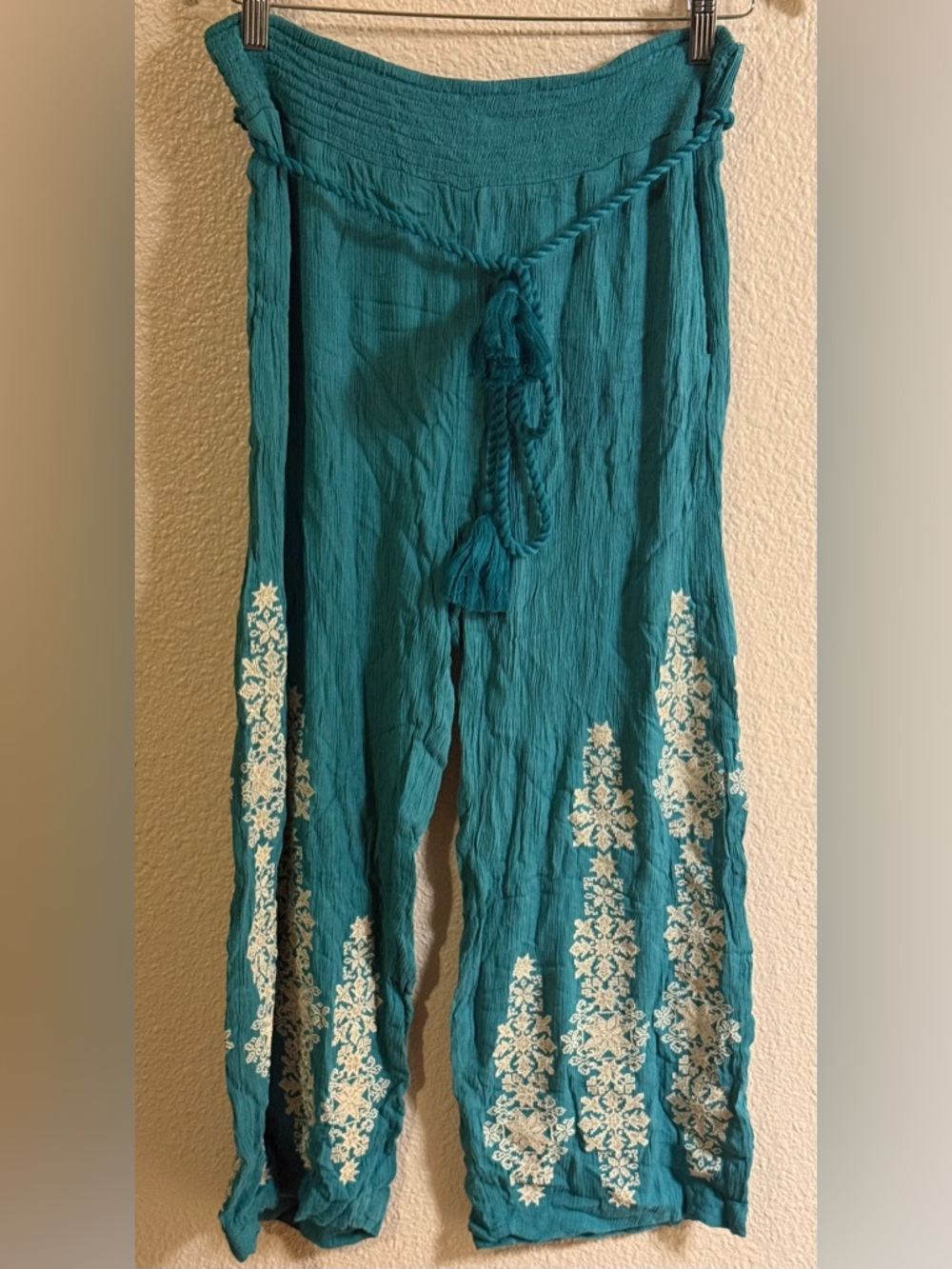 Sundance Teal Viscose Drawstring Pants
